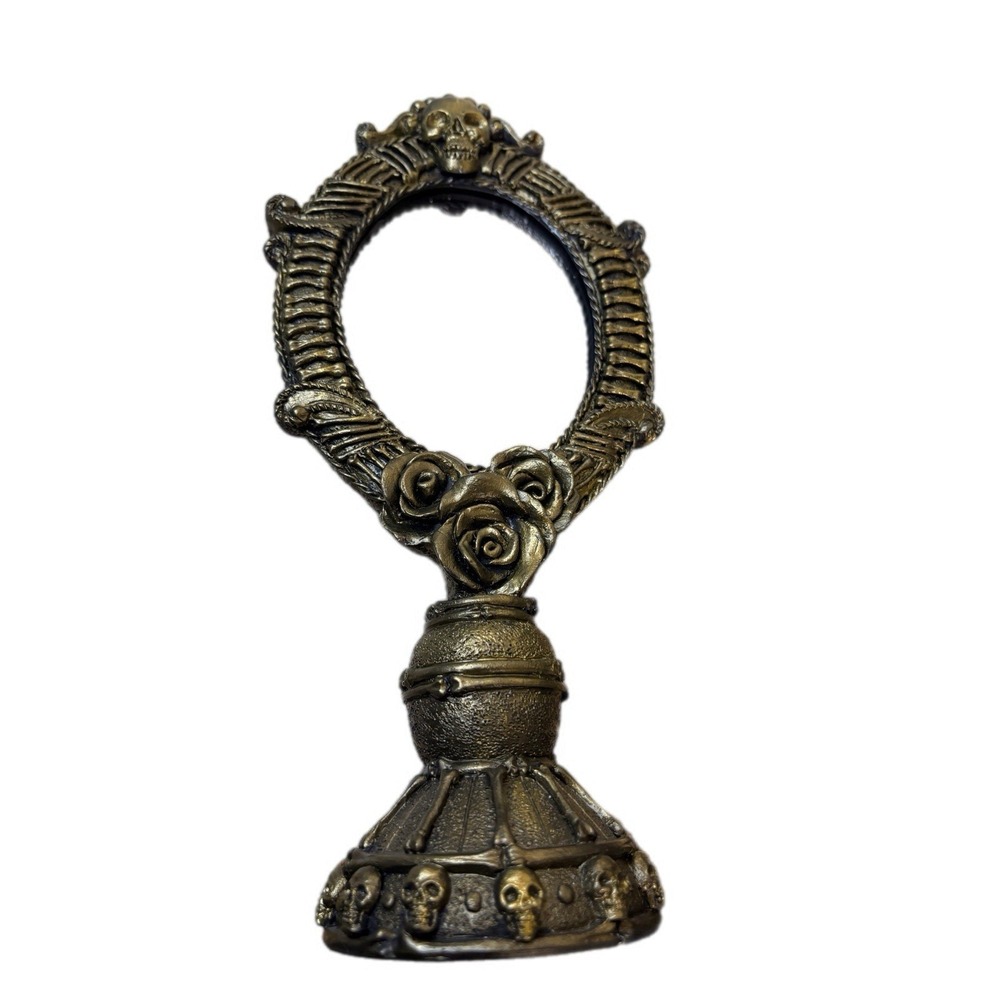 Gothic Rose And Skull Cold Cast Resin Unique Stand Up Mirror Fantasy‎ Vanity